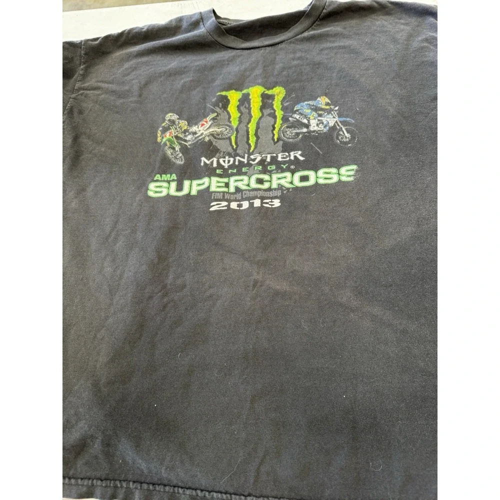 VTG Black monster Energy Supercross T Shirt SIZE L Tour Dates